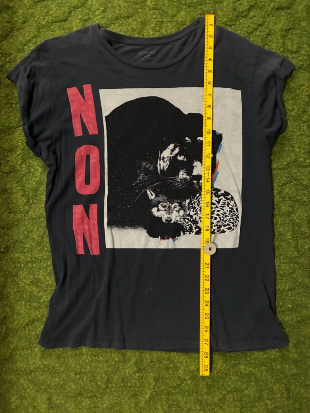 All Saints 'NON' Roll Sleeve Tshirt - Picture 6 of 9